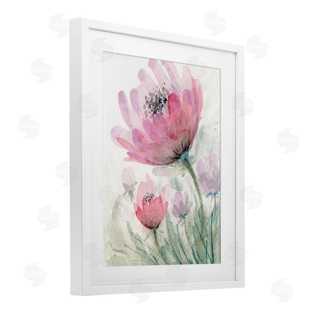 Patti Bishop Pink Flower Blossoms White Framed Print Under Glass Wall Art