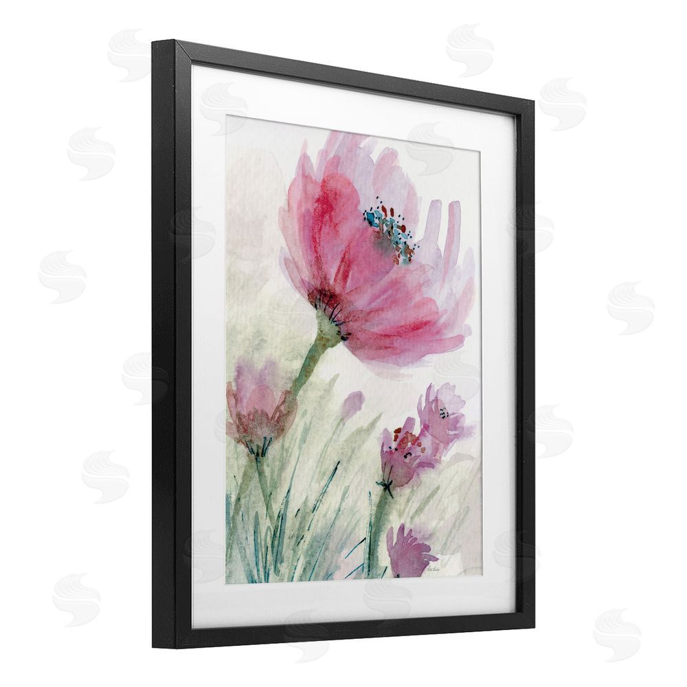 Patti Bishop Pink Flower & Speckled Stamen Black Framed Print Under Glass Wall Art
