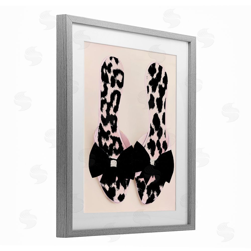 Annabelle Hall Cat Walk Spotted Shoes Gray Framed Print Under Glass Wall Art