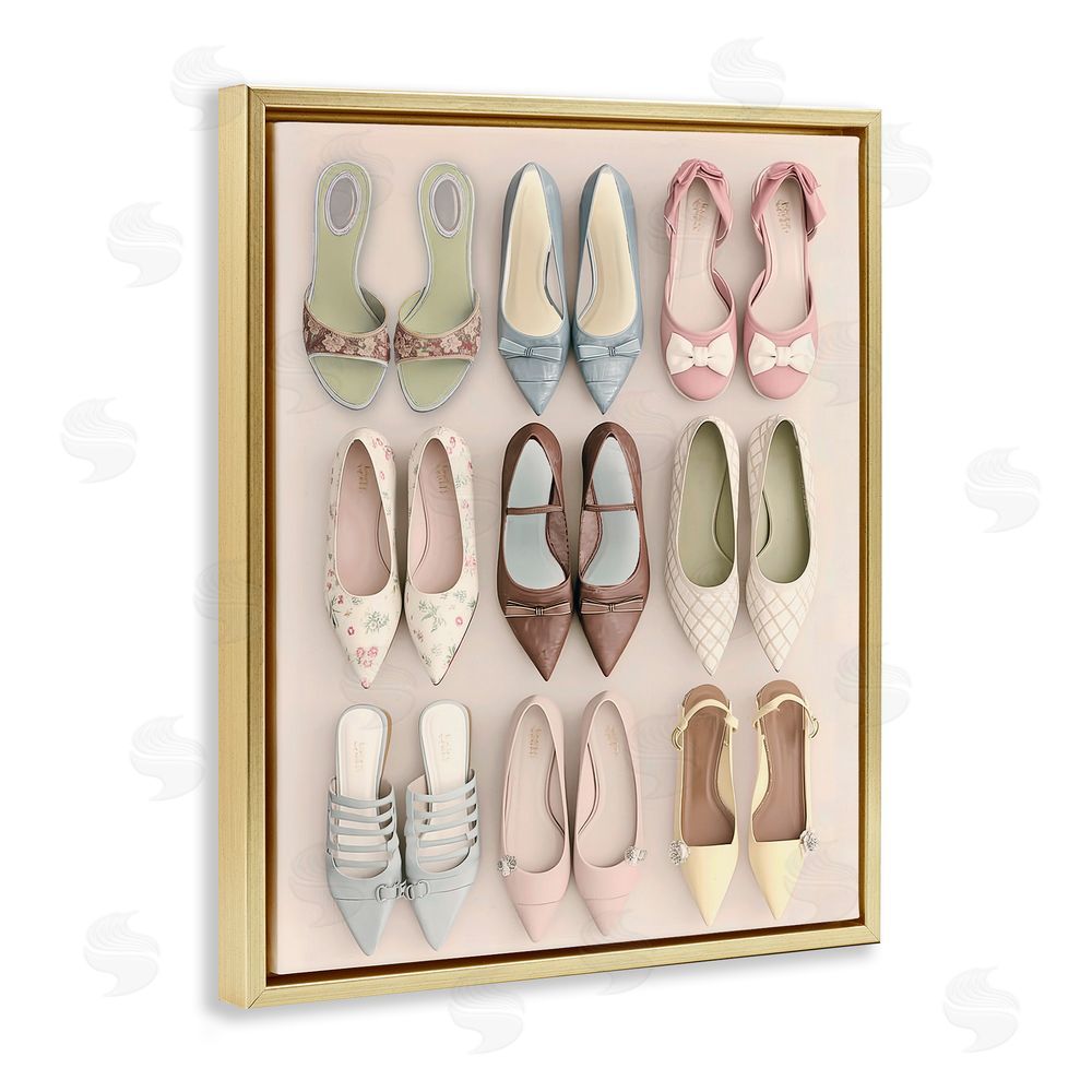 Annabelle Hall Beatrice's Closet Shoes Gold Floating Frame Canvas Wall Art Print