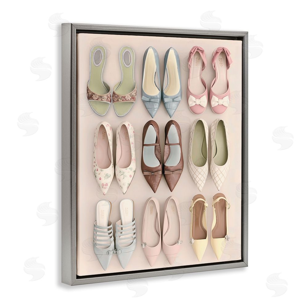 Annabelle Hall Beatrice's Closet Shoes Gray Floating Frame Canvas Wall Art Print