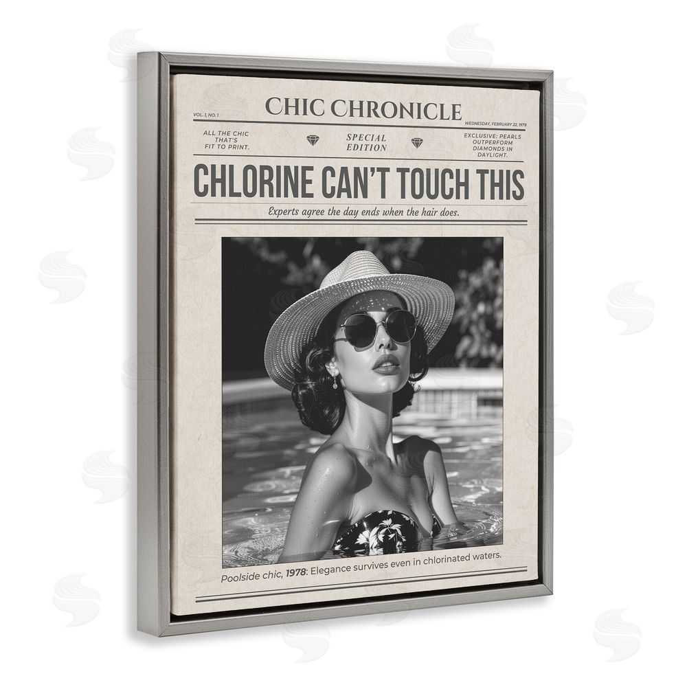 A Barefoot Stylist Chic Chronical Vintage Magazine Gray Floating Frame Canvas Wall Art Print