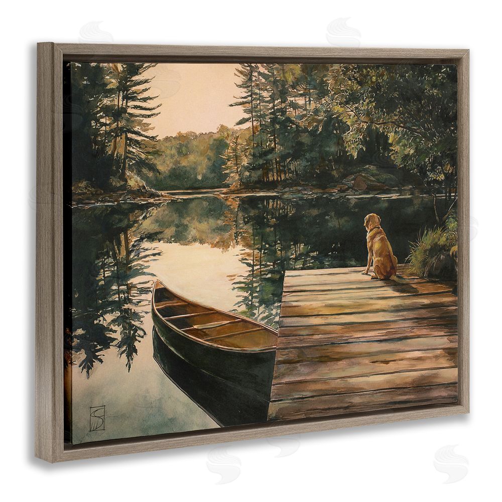 Sara Culpepper Lake Life at Sunset Brown Floating Frame Canvas Wall Art Print