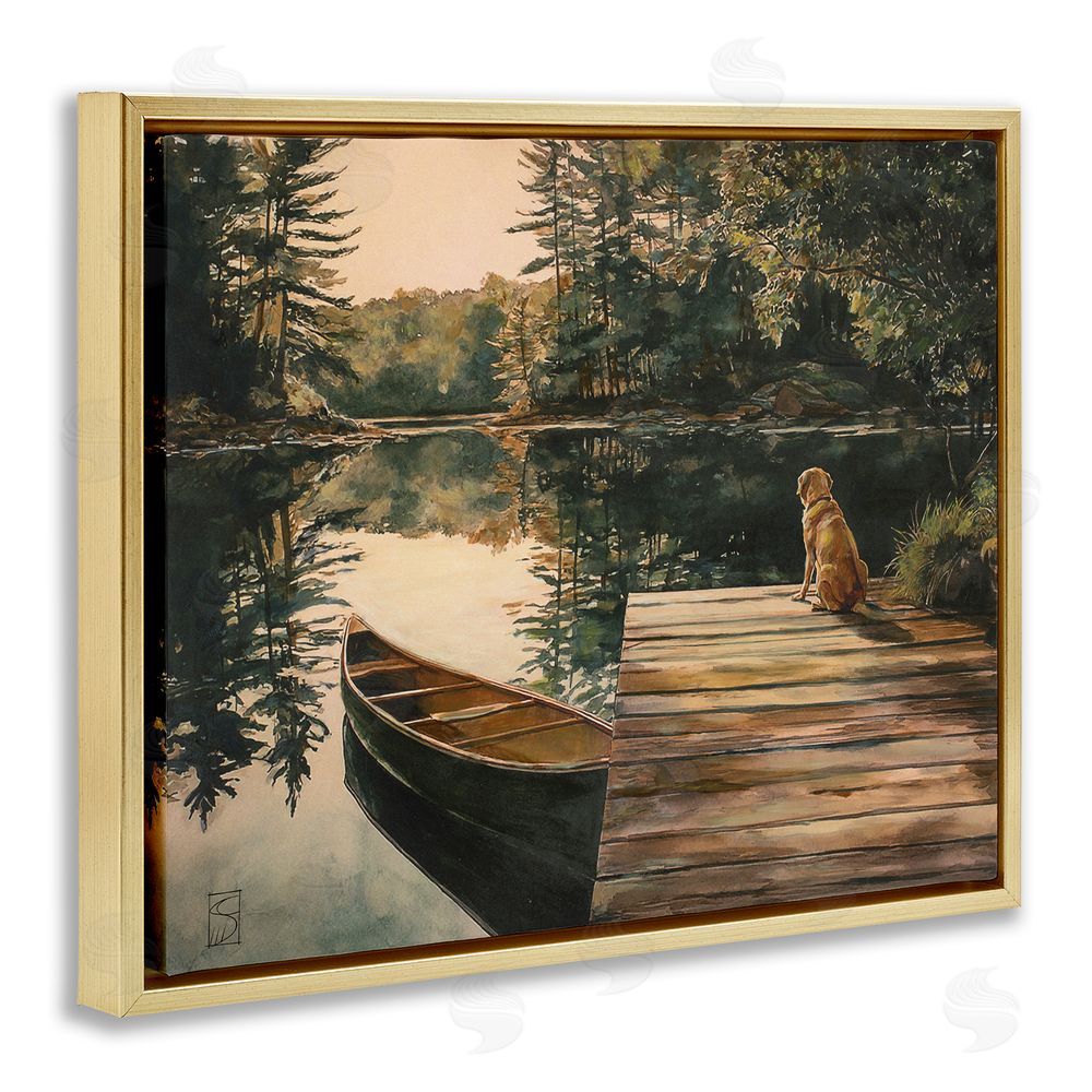 Sara Culpepper Lake Life at Sunset Gold Floating Frame Canvas Wall Art Print