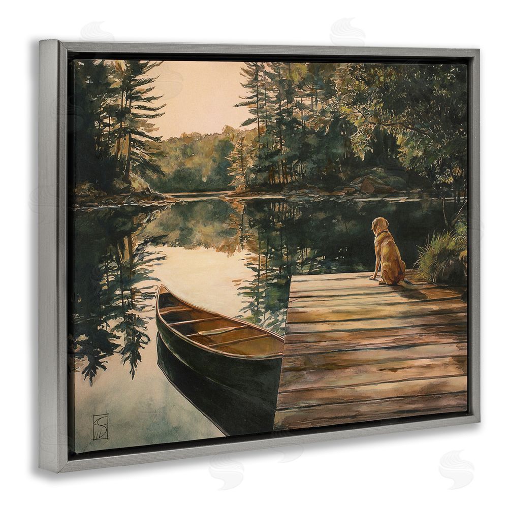 Sara Culpepper Lake Life at Sunset Gray Floating Frame Canvas Wall Art Print