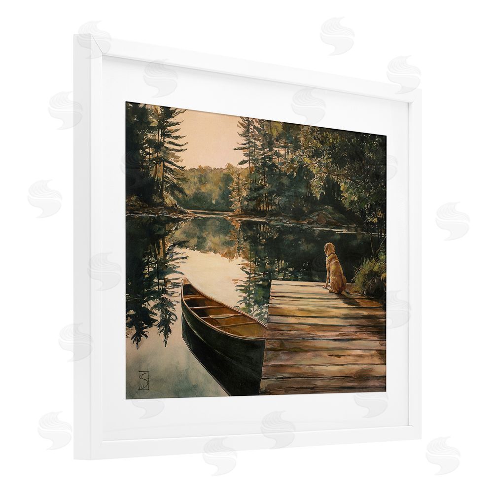 Sara Culpepper Lake Life at Sunset White Framed Print Under Glass Wall Art