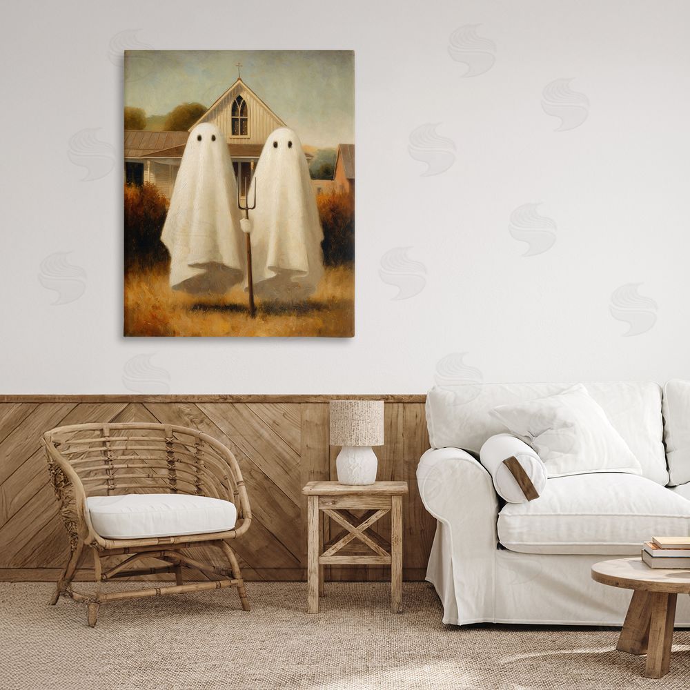 Arlington Prints American Gothic Ghosts Stretched Canvas Wall Art Print in Room