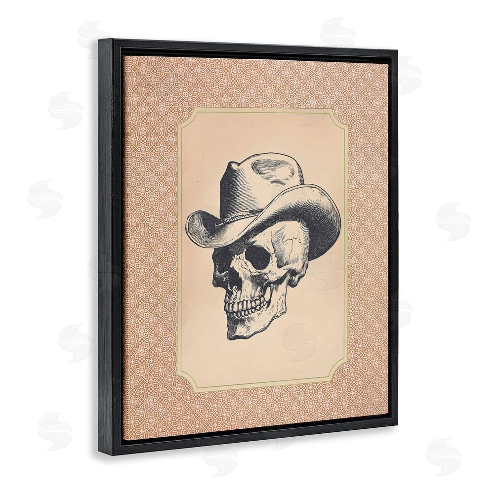 Arlington Prints Vintage Cowboy Skull Black Floating Frame Canvas Wall Art Print