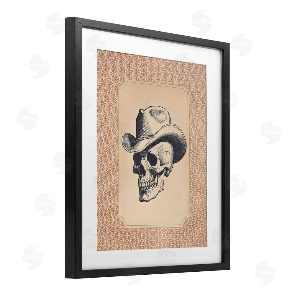 Arlington Prints Vintage Cowboy Skull Black Framed Print Under Glass Wall Art