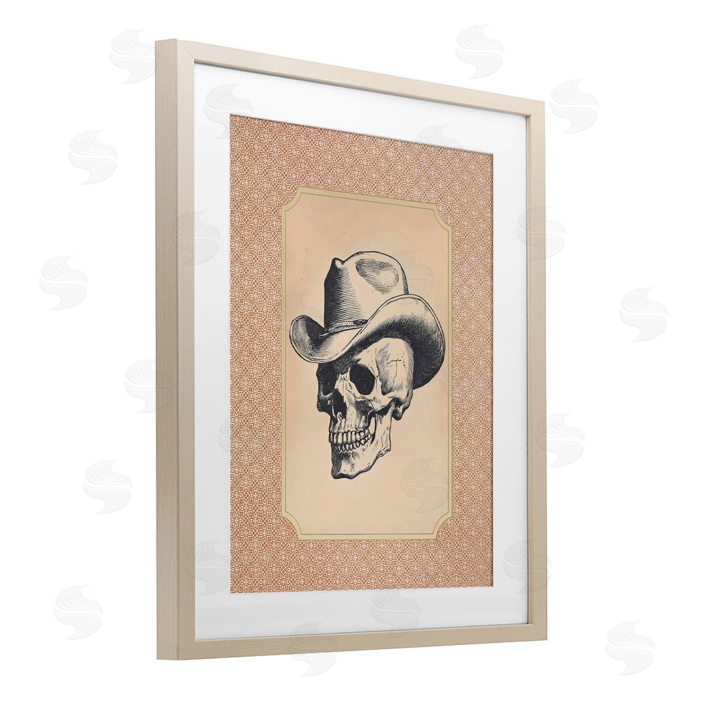 Arlington Prints Vintage Cowboy Skull Brown Framed Print Under Glass Wall Art