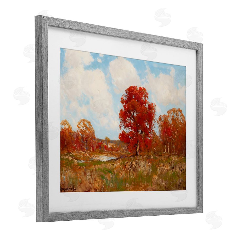 Arlington Prints Fall Landscape with Red Foliage Gray Framed Print Under Glass Wall Art