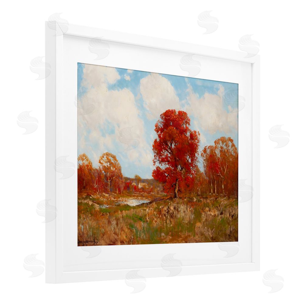 Arlington Prints Fall Landscape with Red Foliage White Framed Print Under Glass Wall Art