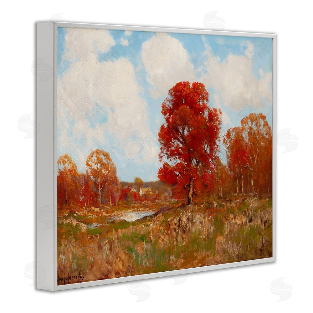 Arlington Prints Fall Landscape with Red Foliage White Framed Giclee Print Wall Art