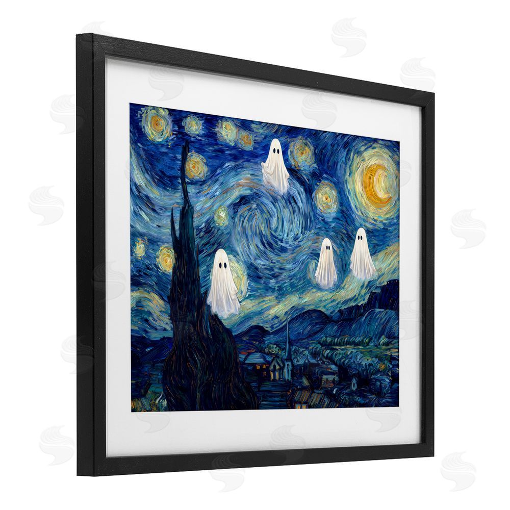 Arlington Prints Classic Night Ghosties Black Framed Print Under Glass Wall Art
