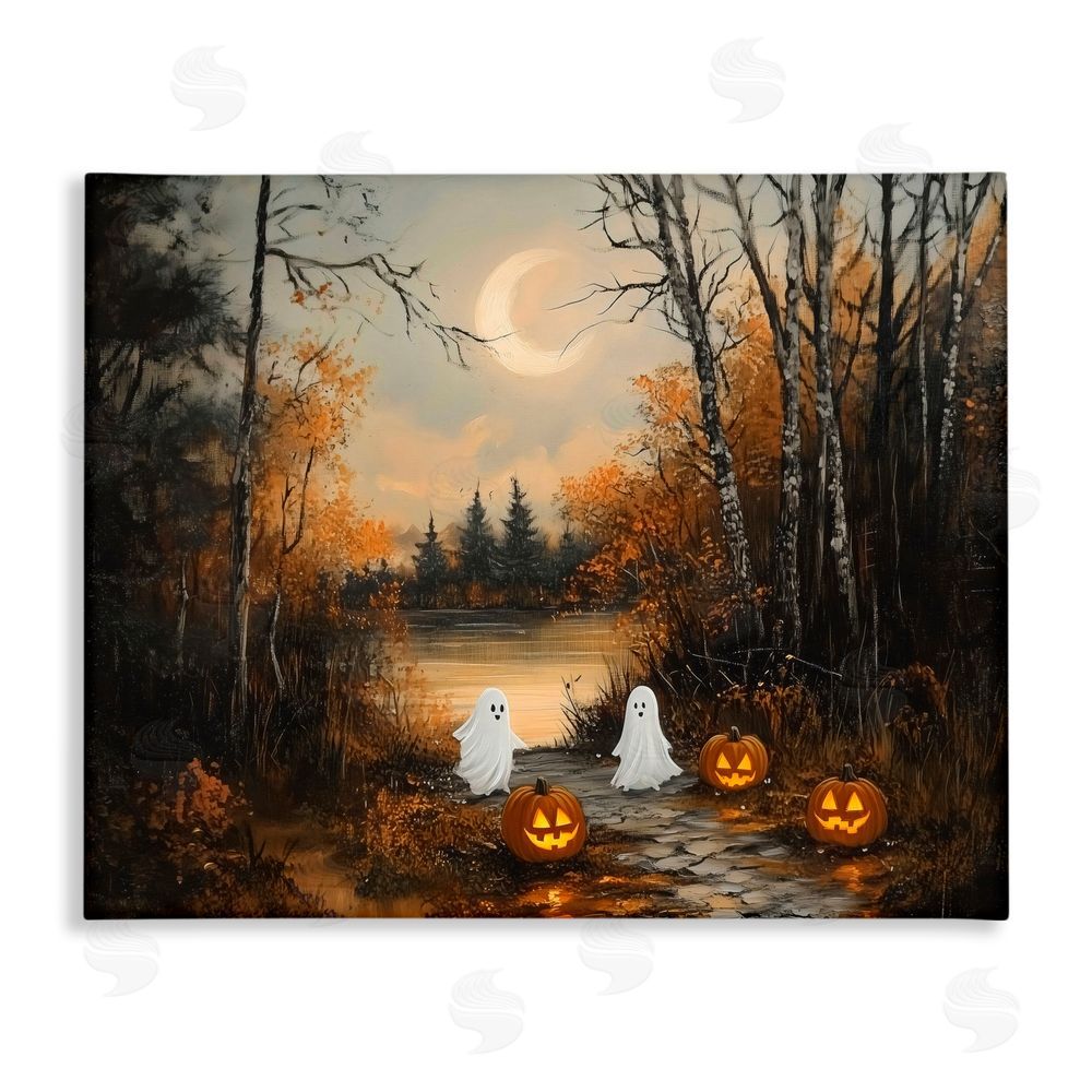 Arlington Prints Autumn Ghosts at Lake Stretched Canvas Wall Art Print