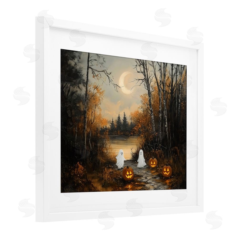 Arlington Prints Autumn Ghosts at Lake White Framed Print Under Glass Wall Art