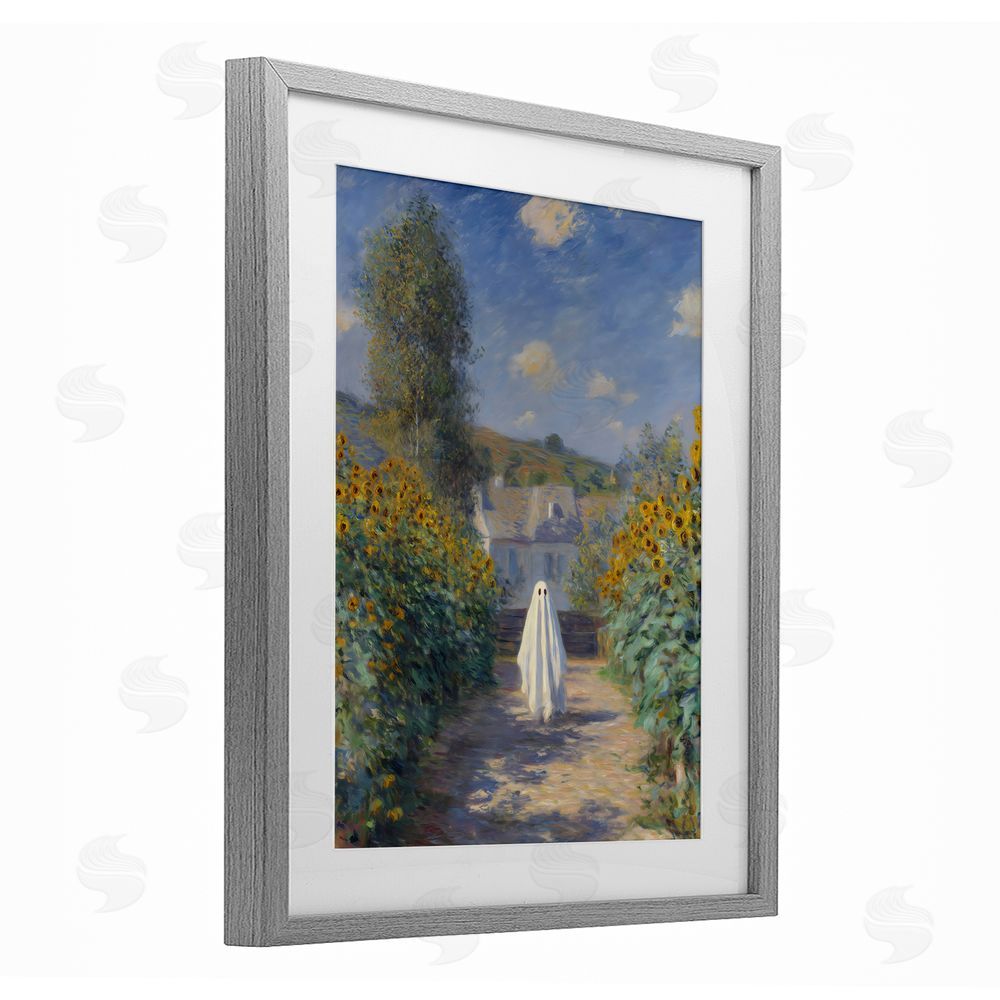Arlington Prints Monet Style Sunflower Ghost Gray Framed Print Under Glass Wall Art