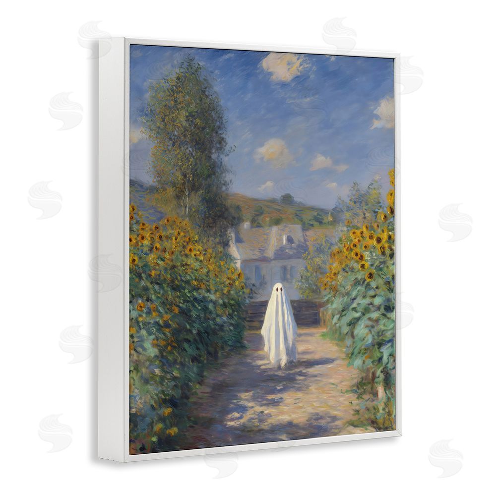 Arlington Prints Monet Style Sunflower Ghost White Framed Giclee Print Wall Art