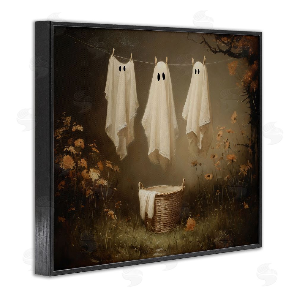 Arlington Prints Three Laundry Ghosts Hanging Black Framed Giclee Print Wall Art