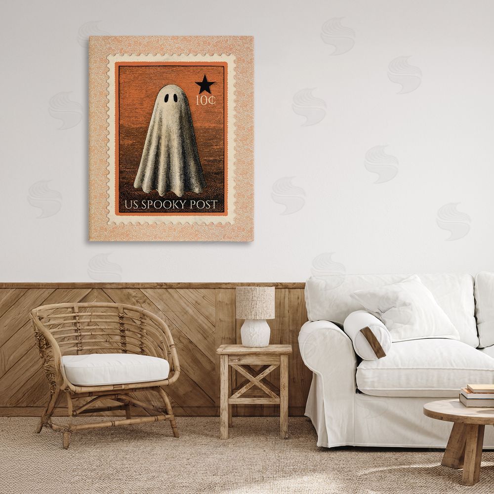 Arlington Prints Vintage Ghost Stamp Stretched Canvas Wall Art Print in Room