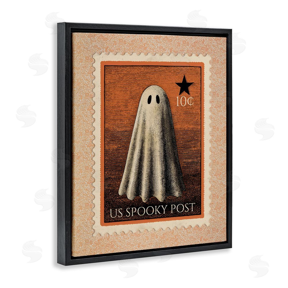 Arlington Prints Vintage Ghost Stamp Black Floating Frame Canvas Wall Art Print