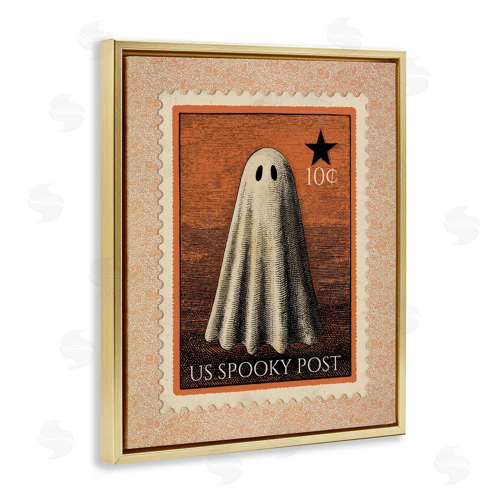 Arlington Prints Vintage Ghost Stamp Gold Floating Frame Canvas Wall Art Print