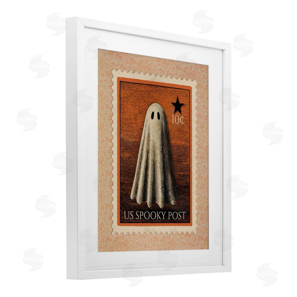 Arlington Prints Vintage Ghost Stamp White Framed Print Under Glass Wall Art