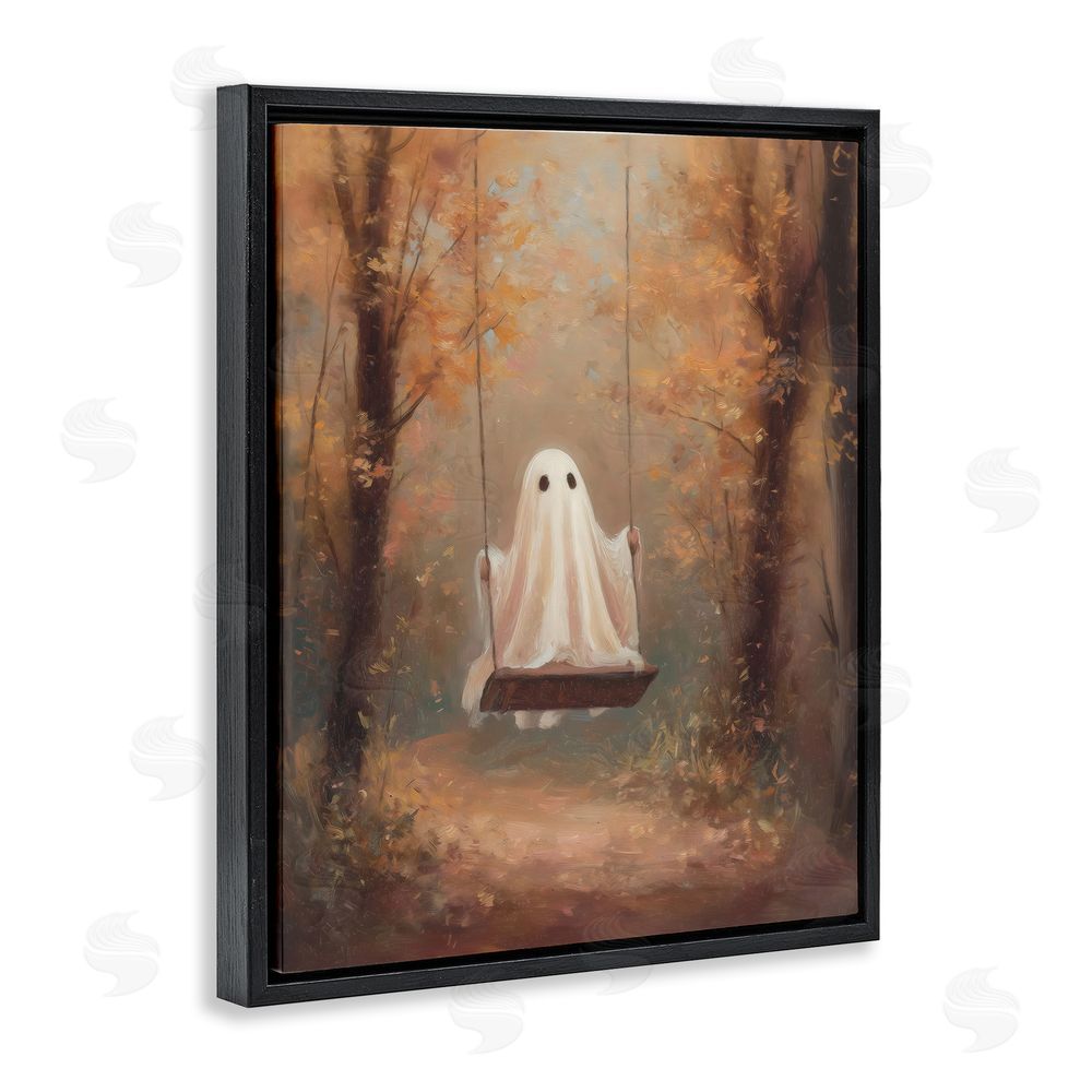 Arlington Prints Eerie Swinging Ghost Black Floating Frame Canvas Wall Art Print