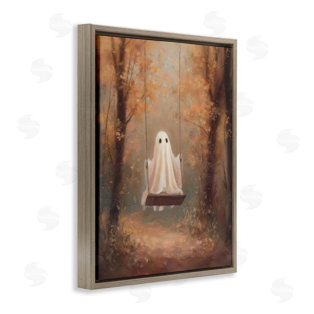 Arlington Prints Eerie Swinging Ghost Brown Floating Frame Canvas Wall Art Print