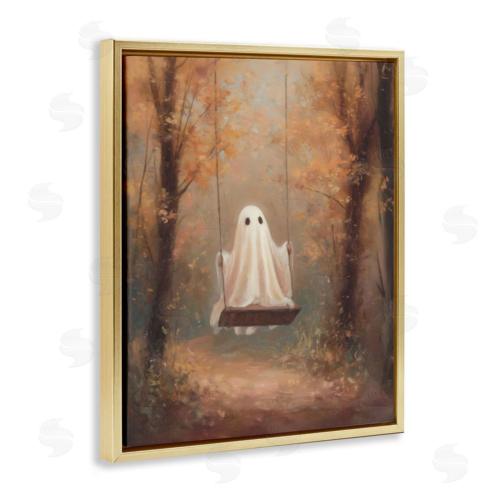 Arlington Prints Eerie Swinging Ghost Gold Floating Frame Canvas Wall Art Print