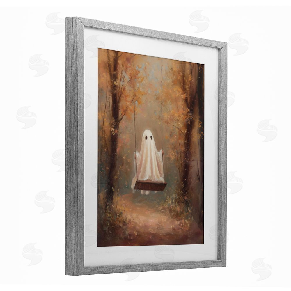 Arlington Prints Eerie Swinging Ghost Gray Framed Print Under Glass Wall Art