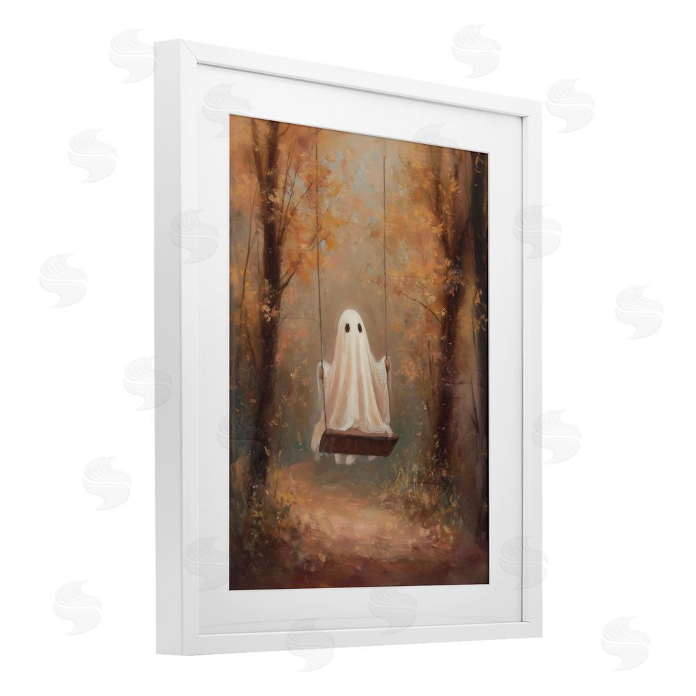 Arlington Prints Eerie Swinging Ghost White Framed Print Under Glass Wall Art