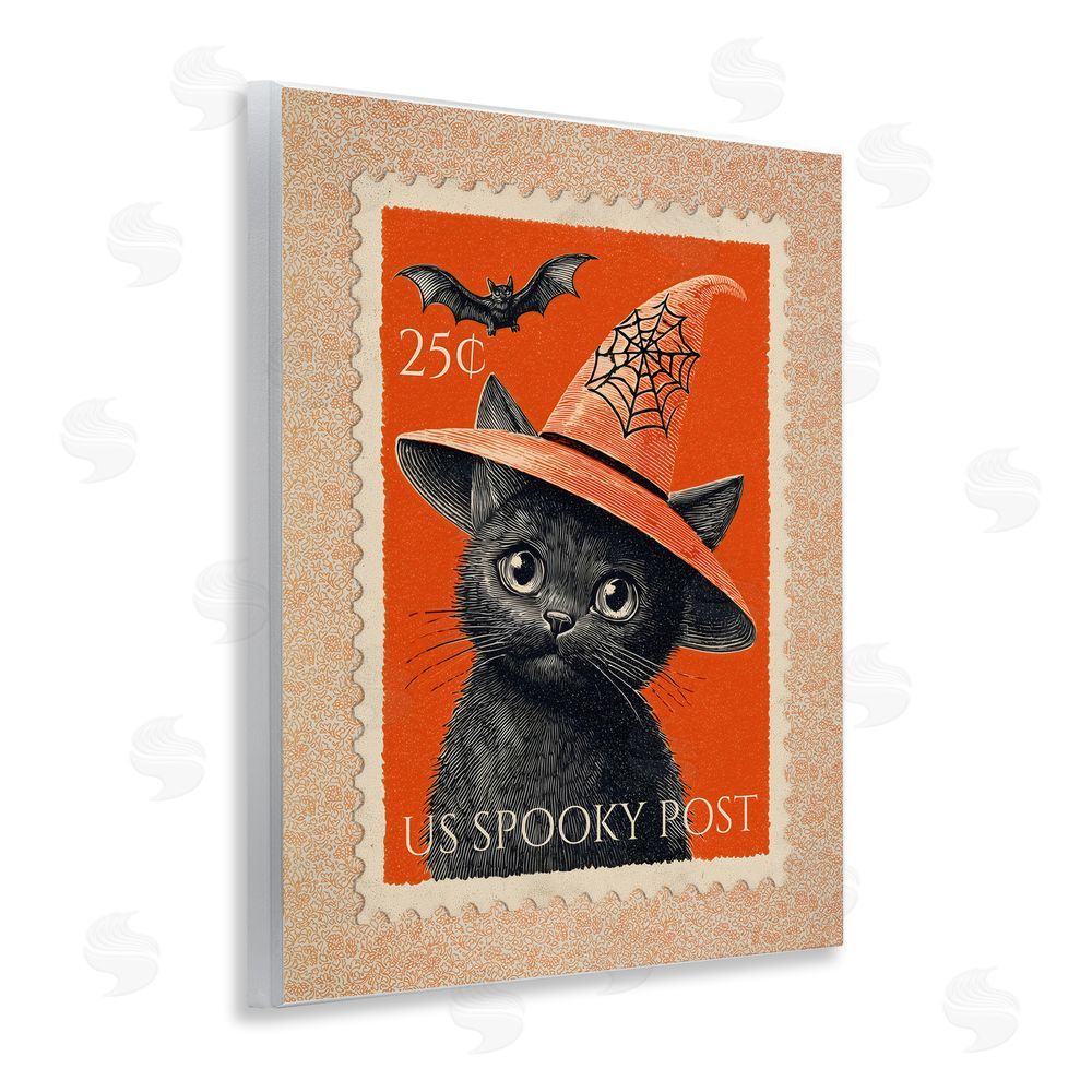 Arlington Prints Vintage Black Cat Stamp Wooden Wall Plaque Art Print