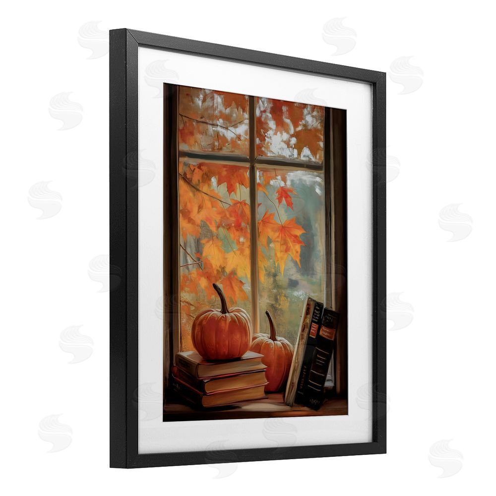 Arlington Prints Cozy Fall Window Books Black Framed Print Under Glass Wall Art