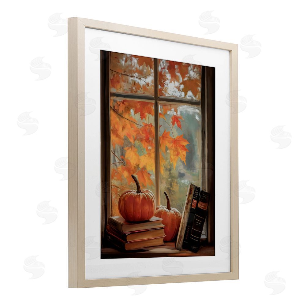 Arlington Prints Cozy Fall Window Books Brown Framed Print Under Glass Wall Art
