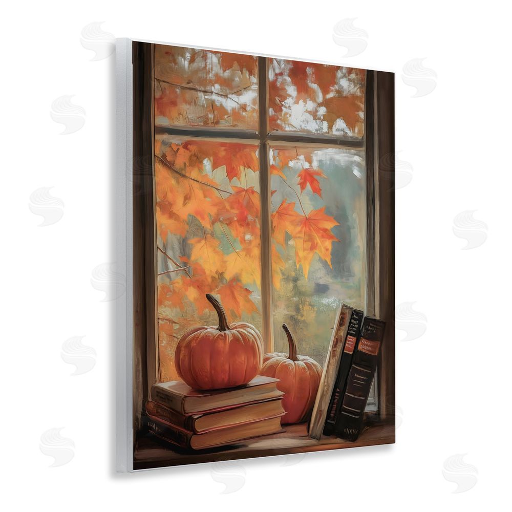 Arlington Prints Cozy Fall Window Books Wooden Wall Plaque Art Print