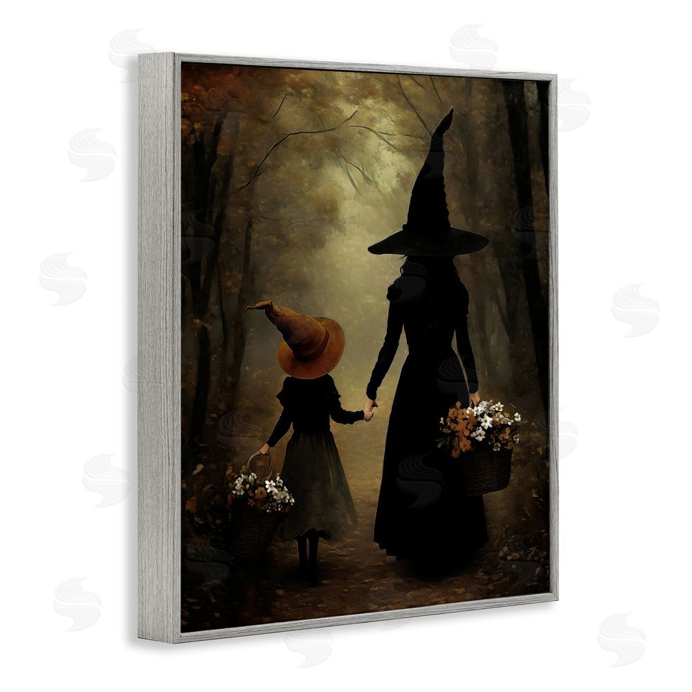 Arlington Prints Witch & Daughter Mystical Forest Gray Framed Giclee Print Wall Art