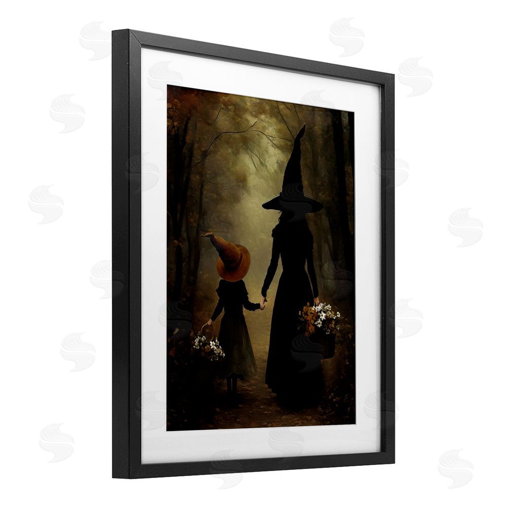 Arlington Prints Witch & Daughter Mystical Forest Black Framed Print Under Glass Wall Art