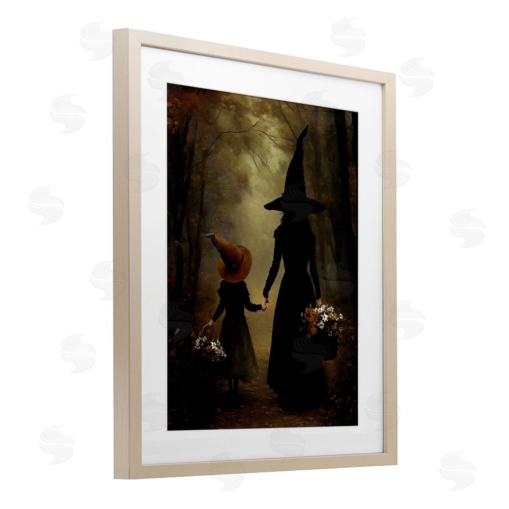 Arlington Prints Witch & Daughter Mystical Forest Brown Framed Print Under Glass Wall Art