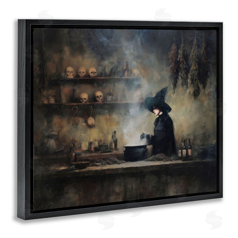 Arlington Prints Witch's Cauldron Brew Black Floating Frame Canvas Wall Art Print