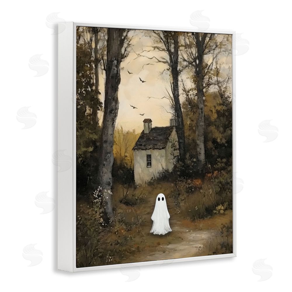 Arlington Prints Little Ghost in Cottage Forest White Framed Giclee Print Wall Art