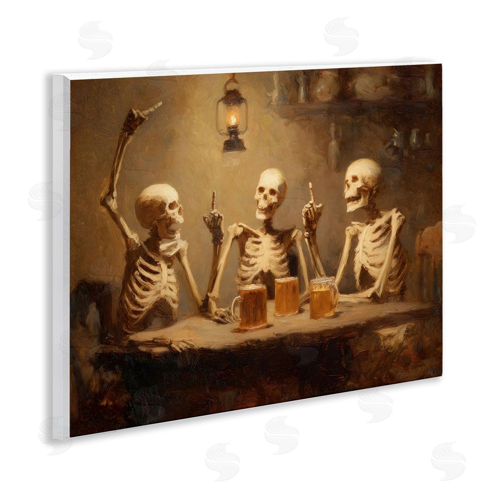 Arlington Prints Skeletons Drinking at Tavern Wooden Wall Plaque Art Print