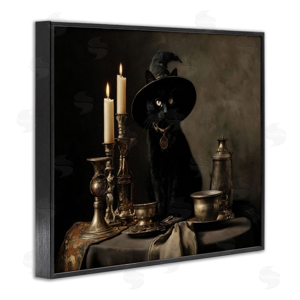 Arlington Prints Vintage Witchy Black Cat Black Framed Giclee Print Wall Art