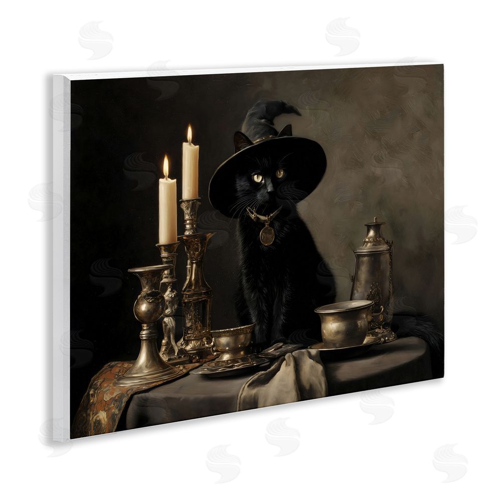 Arlington Prints Vintage Witchy Black Cat Wooden Wall Plaque Art Print