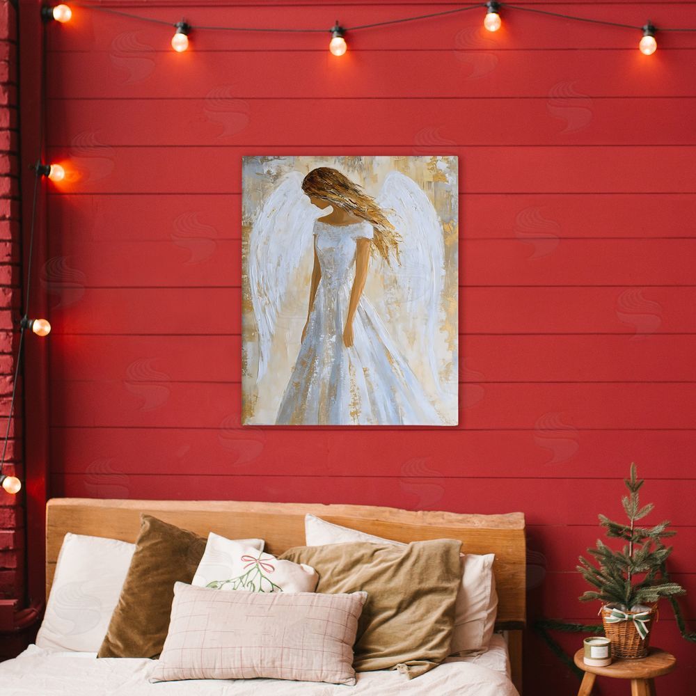 Franklyn Gregory Holy Angel In White Stretched Canvas Wall Art Print in Room