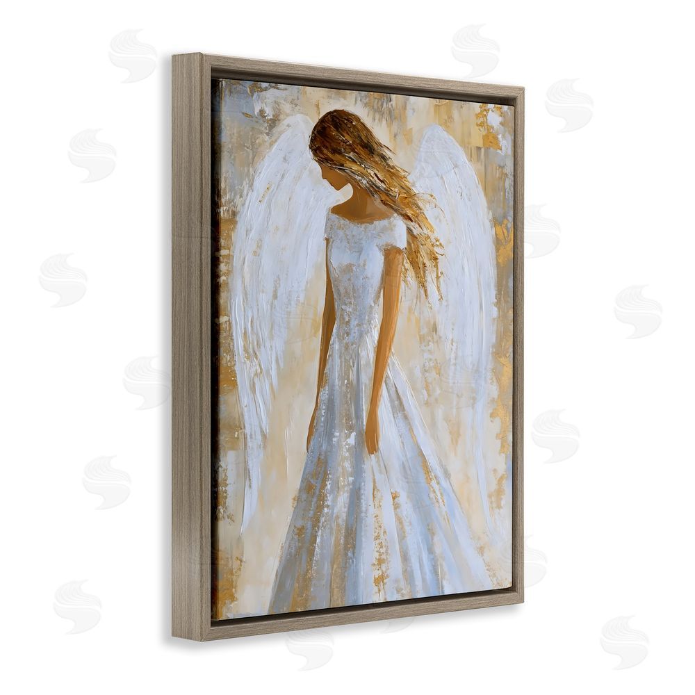 Franklyn Gregory Holy Angel In White Brown Floating Frame Canvas Wall Art Print