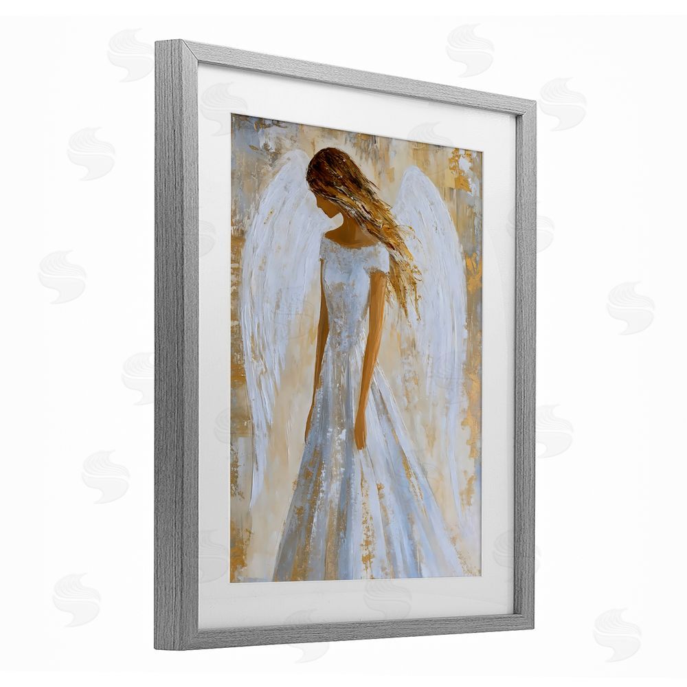 Franklyn Gregory Holy Angel In White Gray Framed Print Under Glass Wall Art