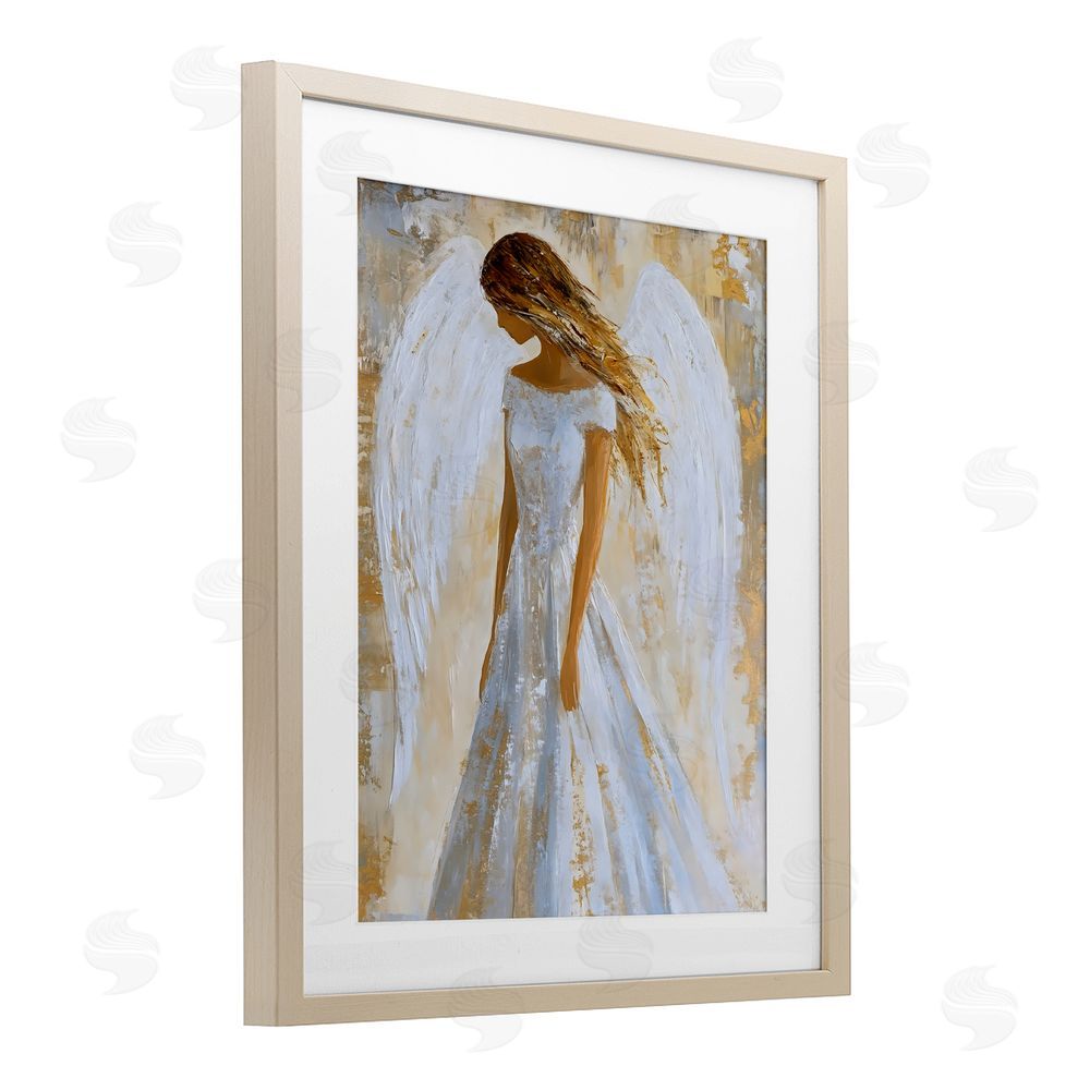 Franklyn Gregory Holy Angel In White Brown Framed Print Under Glass Wall Art