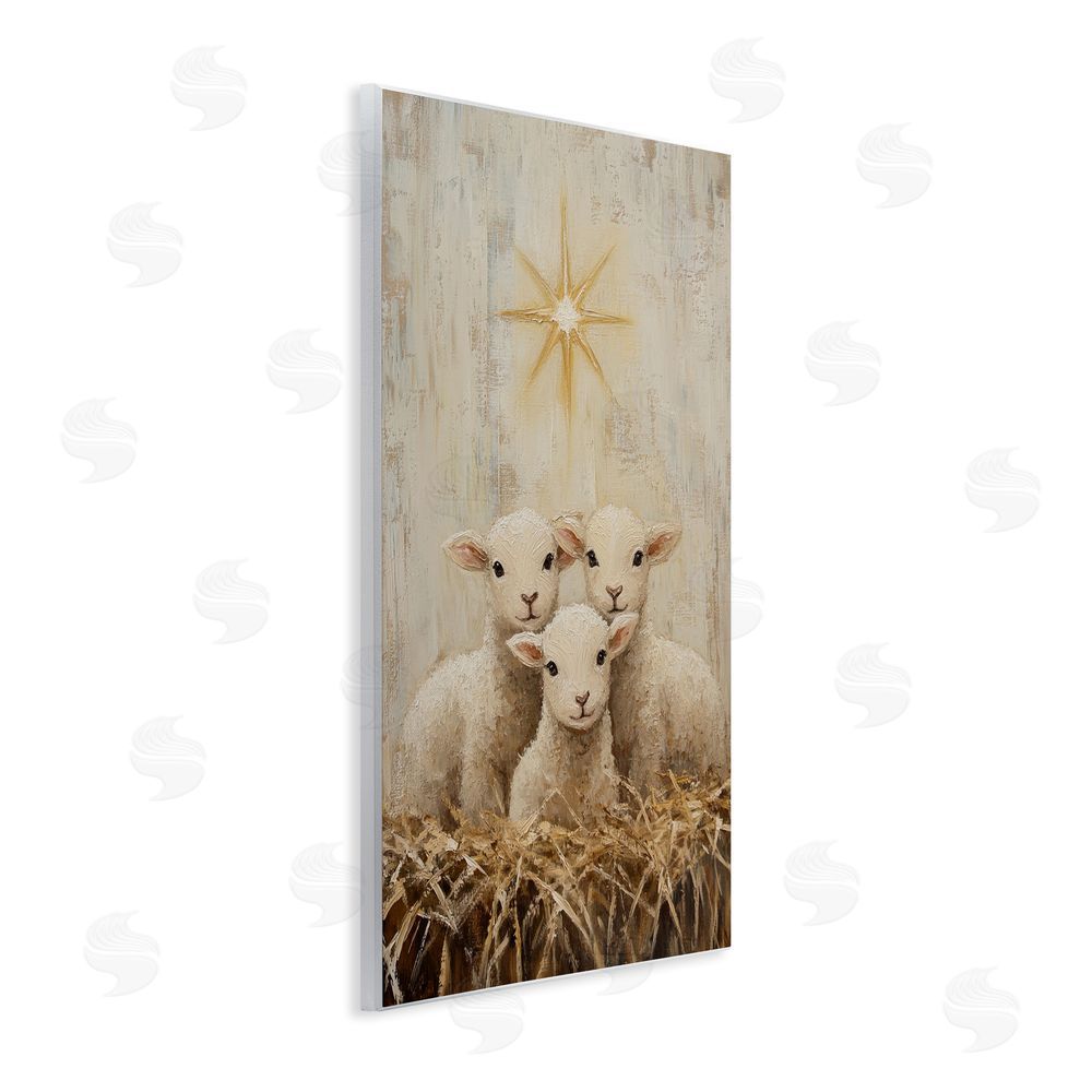 Petal Prints Design Christmas Lambs Trio Wooden Wall Plaque Art Print