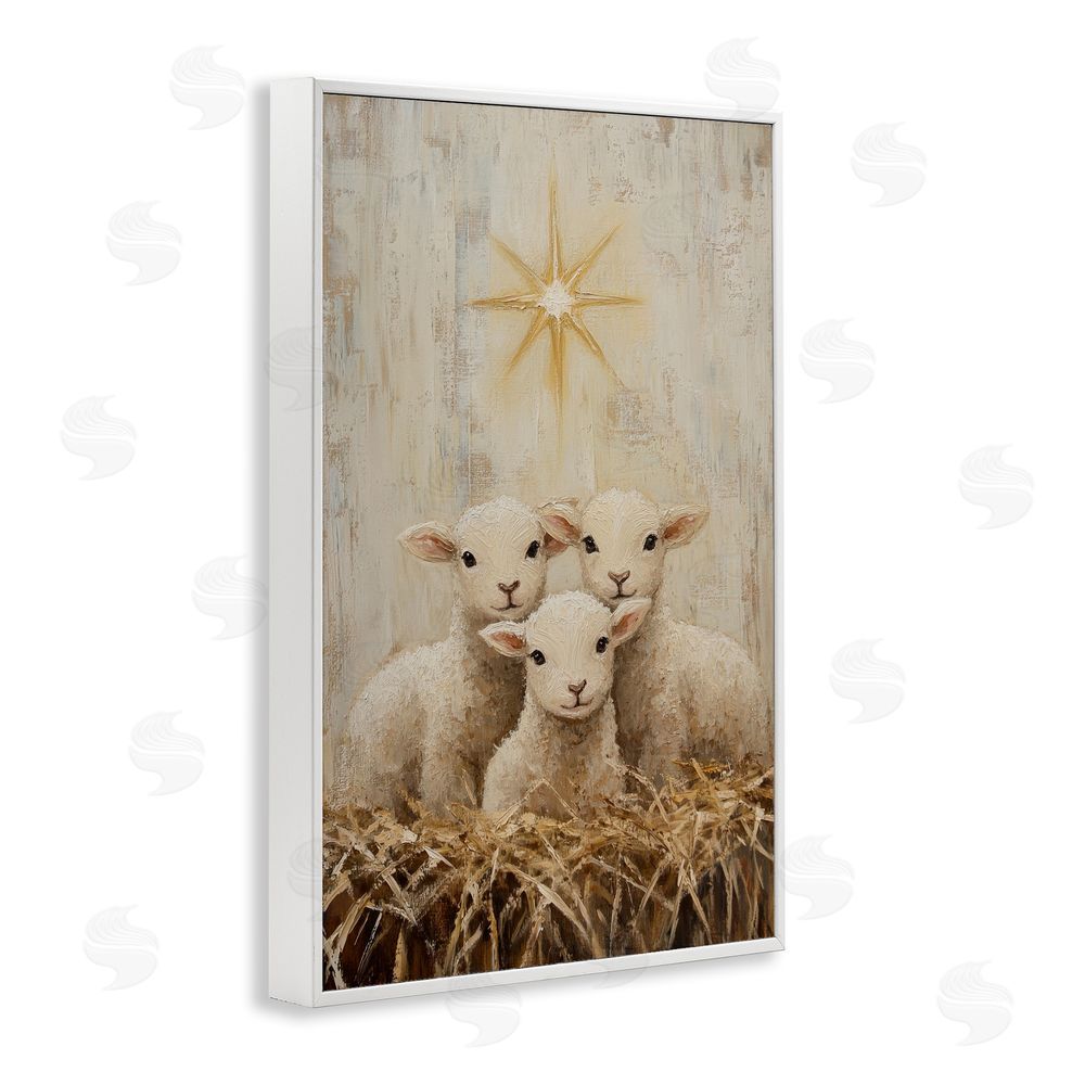 Petal Prints Design Christmas Lambs Trio White Framed Giclee Print Wall Art